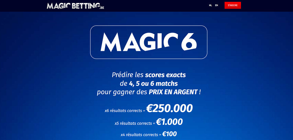 250.000€ à gagner: défi des 6 scores parfaits de Magic Betting