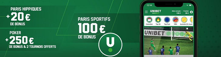 Bonus de bienvenue inscription Unibet.fr